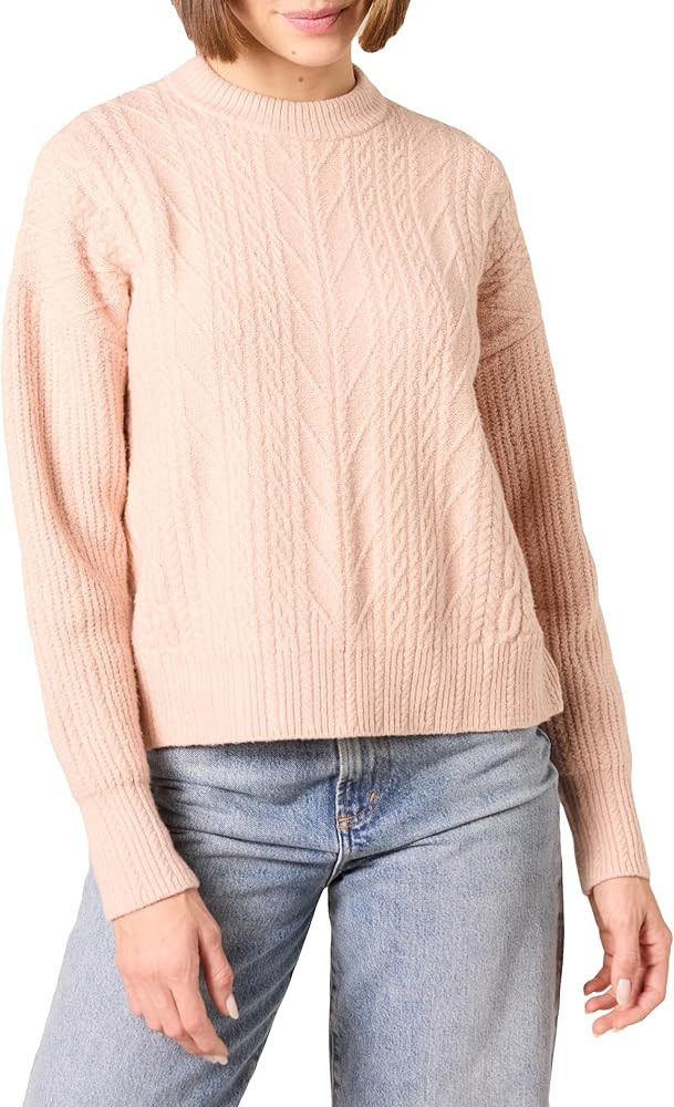 Amazon Essentials Women's Cable Knit Sweater, Soft-Touch Modern Crewneck | Amazon (US)