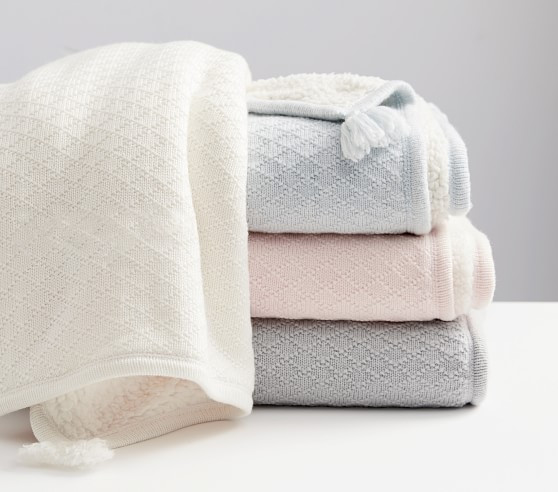 Luxe Cable Knit Sherpa Baby Blanket | Pottery Barn Kids
