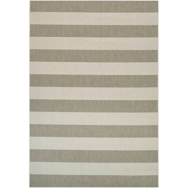 Couristan Afuera Yacht Club 5'3" x 7'6" Tan and Ivory Stripe Outdoor Rectangle Rug - Walmart.com | Walmart (US)
