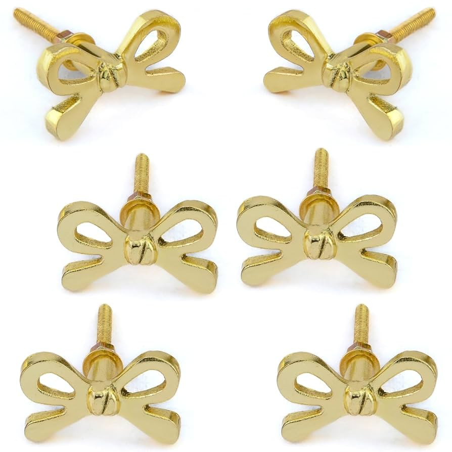 Perilla Home Set of 6 Brass Bow Knobs for Cabinet & Drawers Decorative Bow Knobs for Home Kitchen... | Amazon (US)