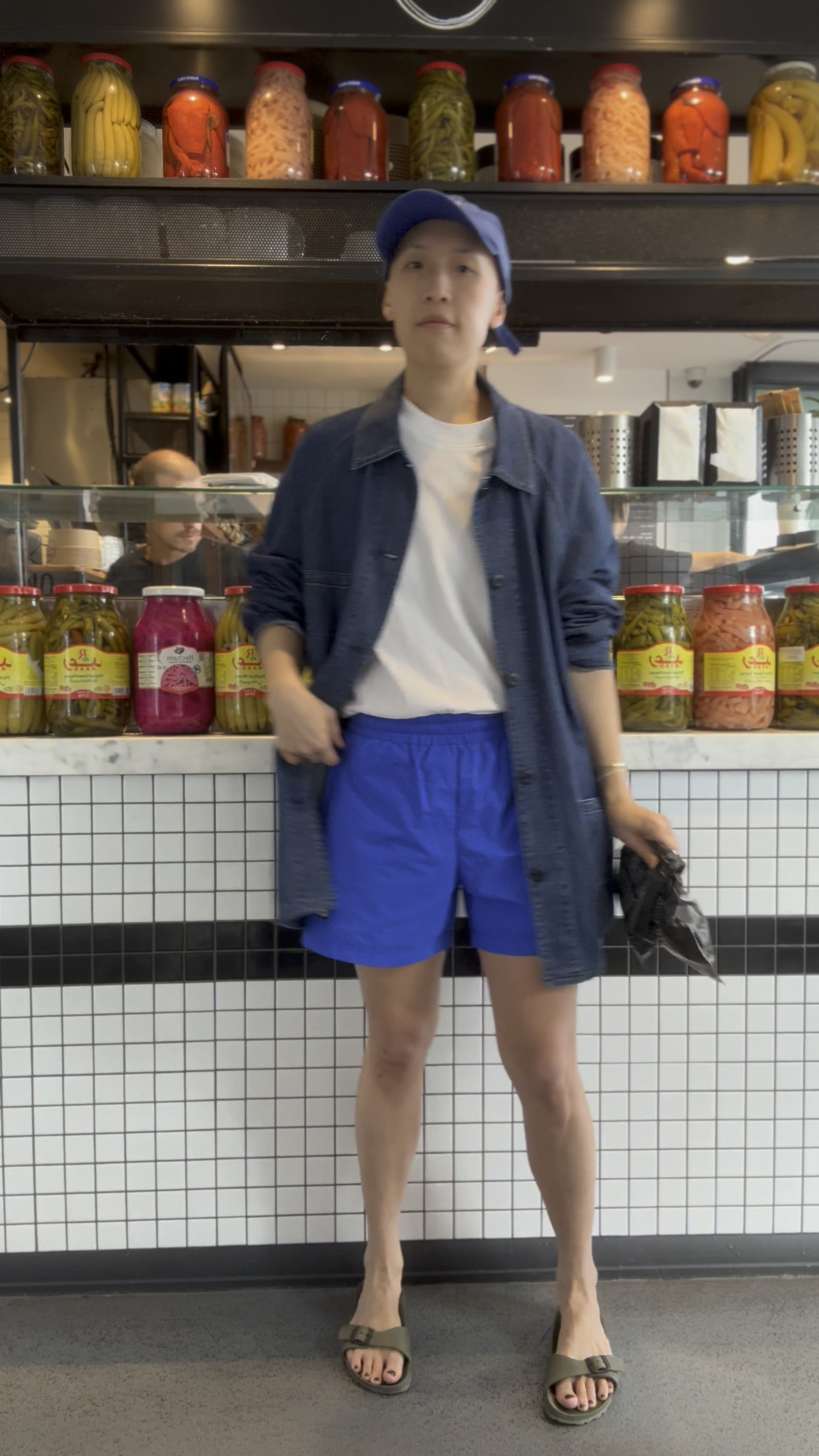 Denim shirt/jacket from Uniqlo. Size XL in men’s but M or L would work too. 