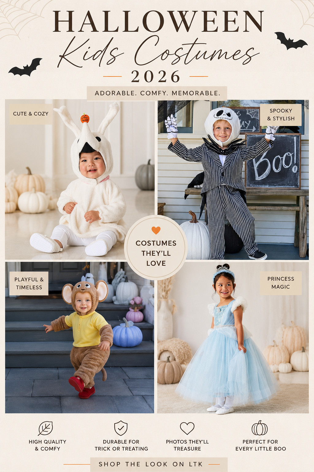 Halloween is almost here, and these adorable costumes are guaranteed to make trick-or-treating even more magical! 🎃👻

Whether you're shopping for a baby, toddler, or little kid, these costumes are cute, comfortable, and perfect for making unforgettable memories.

Featured favorites:
👻 Zero from The Nightmare Before Christmas
🎃 Jack Skellington
🐭 Gus Gus from Cinderella
👑 Cinderella Princess

Perfect for:
• Trick-or-treating
• School Halloween parties
• Fall festivals
• Pumpkin patch photos
• Halloween photoshoots
• Disney-loving families

These are some of the cutest costumes I've found this year, and I know they'll sell out fast!

Everything is linked in my LTK. Which one would your little one choose? Tell me in the comments and follow for more Halloween finds, family favorites, and seasonal inspiration.

#LTKHalloween #HalloweenCostumes #KidsHalloween #ToddlerHalloween #BabyHalloween #DisneyHalloween #JackSkellington #NightmareBeforeChristmas #Cinderella #GusGus #Halloween2026 #FamilyHalloween #TrickOrTreat #HalloweenInspo #DisneyStyle #KidsStyle #MomLife #FallFavorites #LTKFinds #HalloweenIdeas 

 