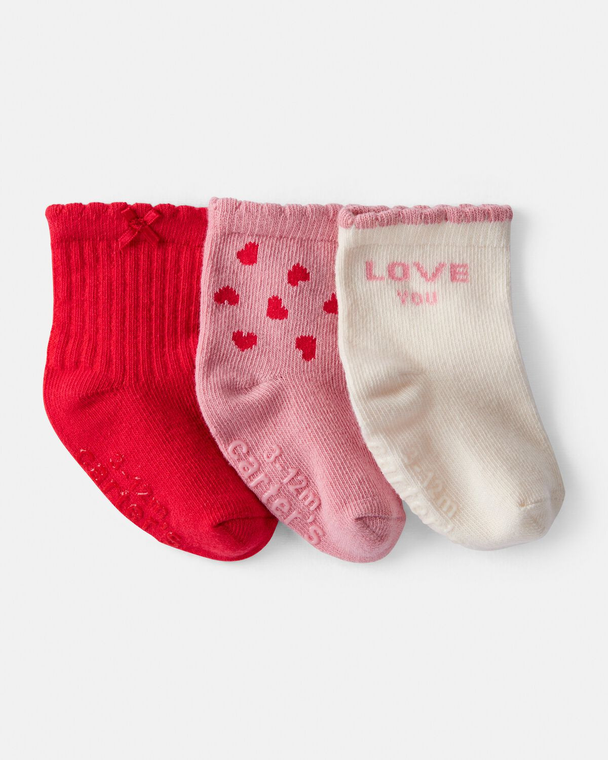 Baby Girl Heart Ankle Socks - Pink/White/Red | Carter's Inc