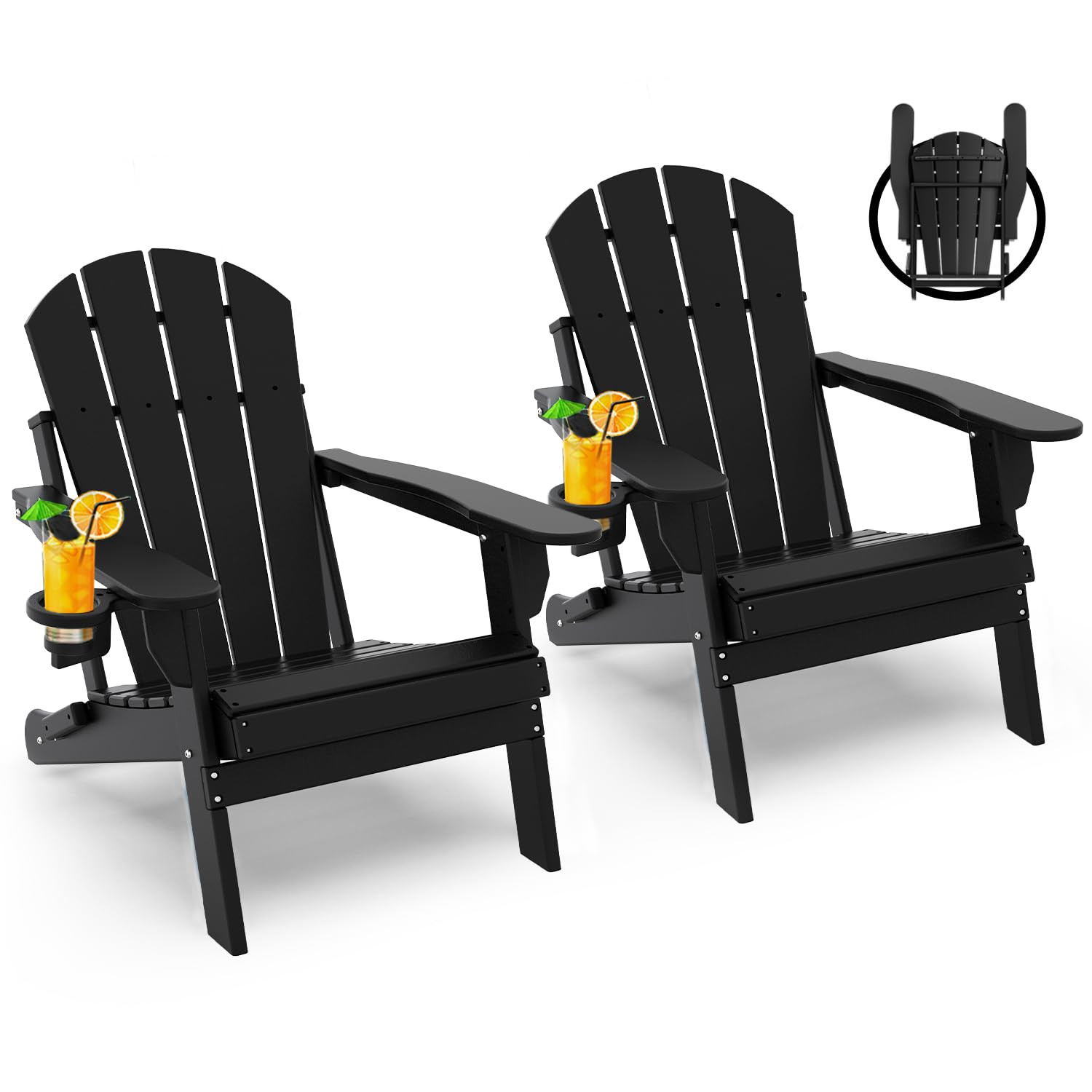 GREENVINES Folding-Adirondack-Chairs-Set-of-2 | HDPE Plastic | Fire Pit Chair | All Weather | Cup... | Amazon (US)