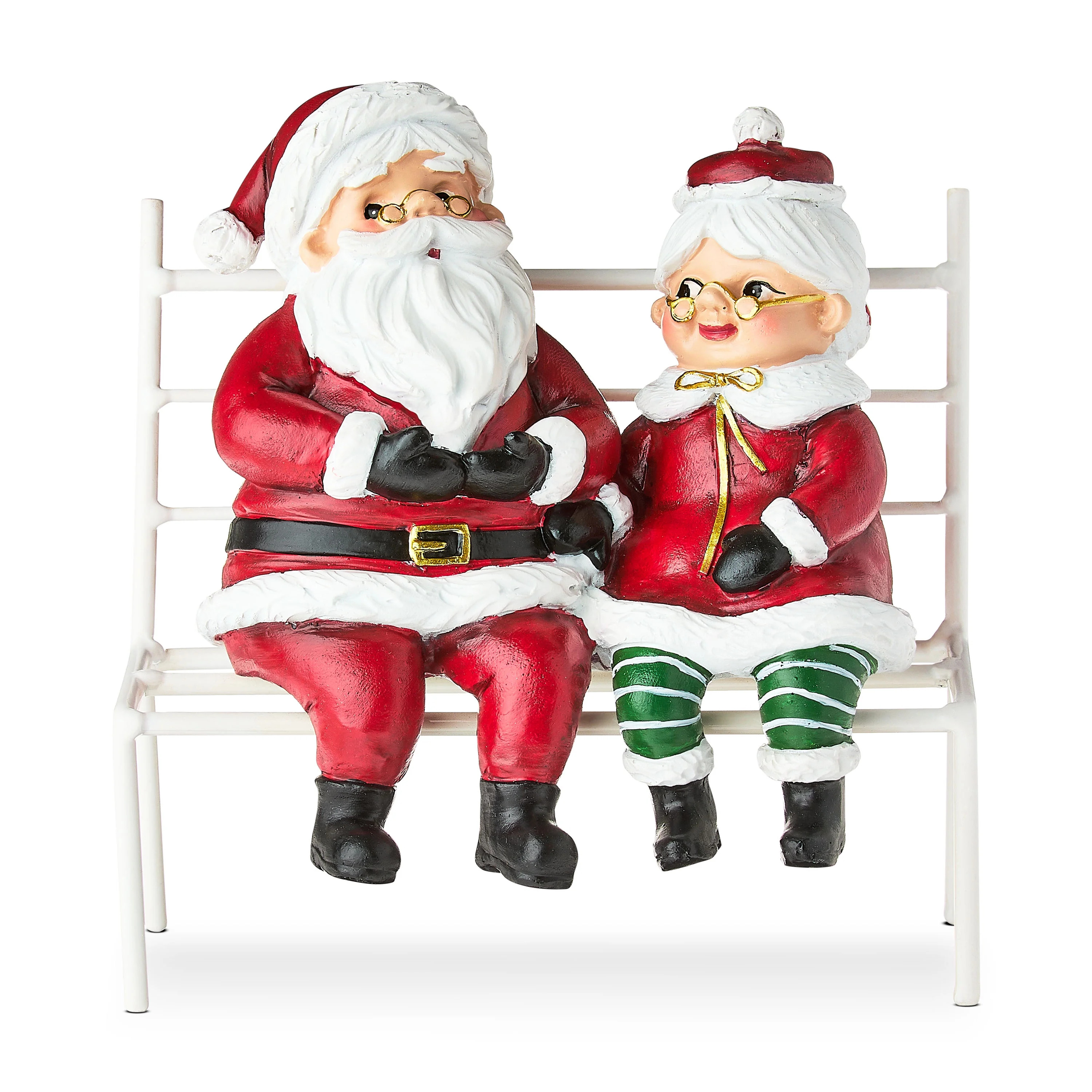 Santa and Mrs. Claus Sitting on Bench Christmas Decoration, Multicolor, 7", by Holiday Time | Walmart (US)