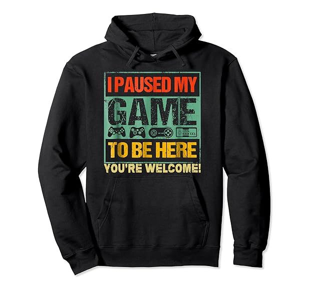 I Paused My Game To Be Here Funny Gamers Men Boys Teens Gift Pullover Hoodie | Amazon (US)