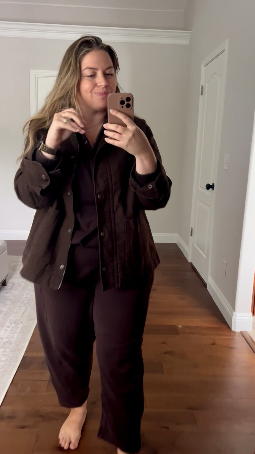 Dressing down a barn style jacket with a cute sweat set! Living in this this fall/winter! 

#LTKMidsize #LTKSeasonal #LTKFindsUnder50