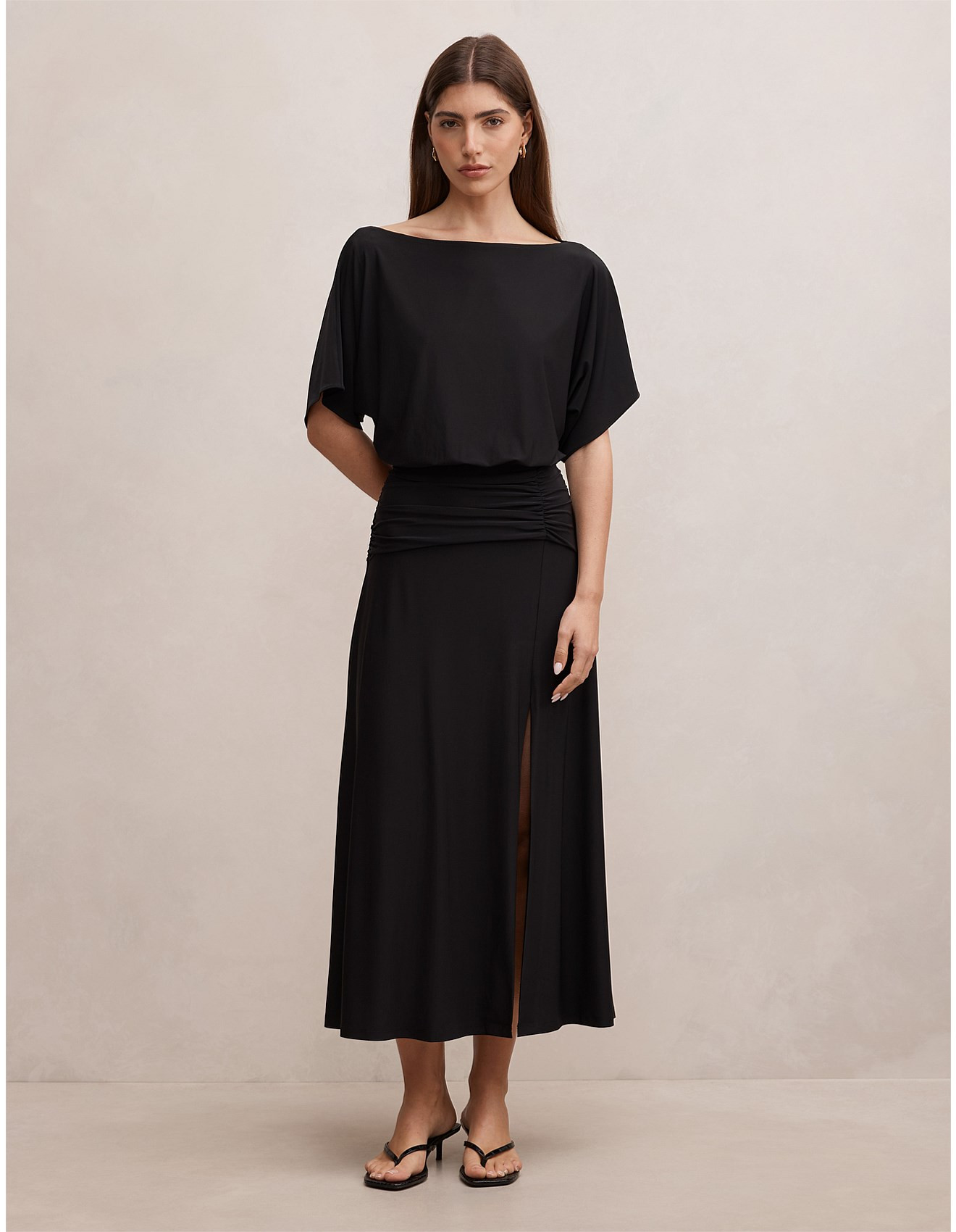 PARKER DRAPED JERSEY MIDI DRESS | David Jones (Australia & New Zealand)