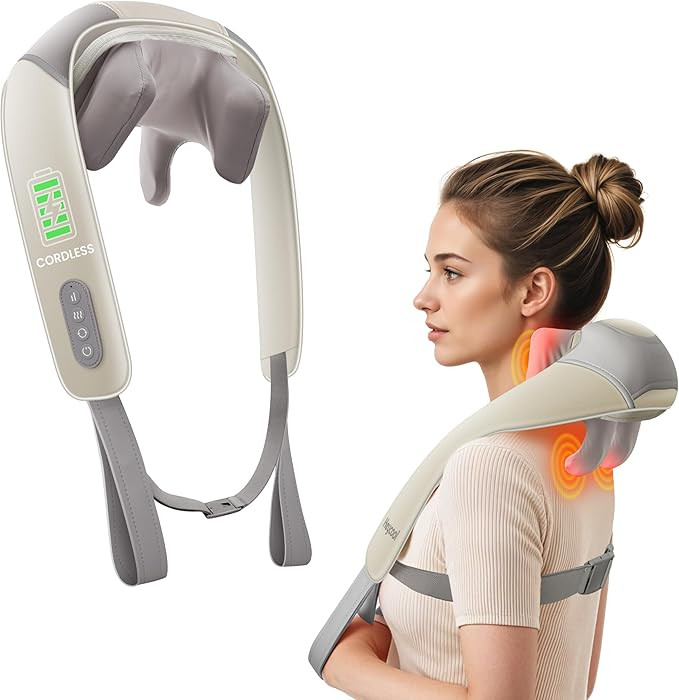 Cordless Neck Massager with Heat, FSA HSA Eligible, 4D Deep Kneading Neck Shoulder Massager for P... | Amazon (US)