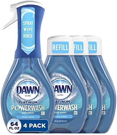 Dawn Platinum Powerwash Dish Spray, Dish Soap, Fresh Scent Bundle, 1 Spray (16oz) + 3 Refills (16... | Amazon (US)