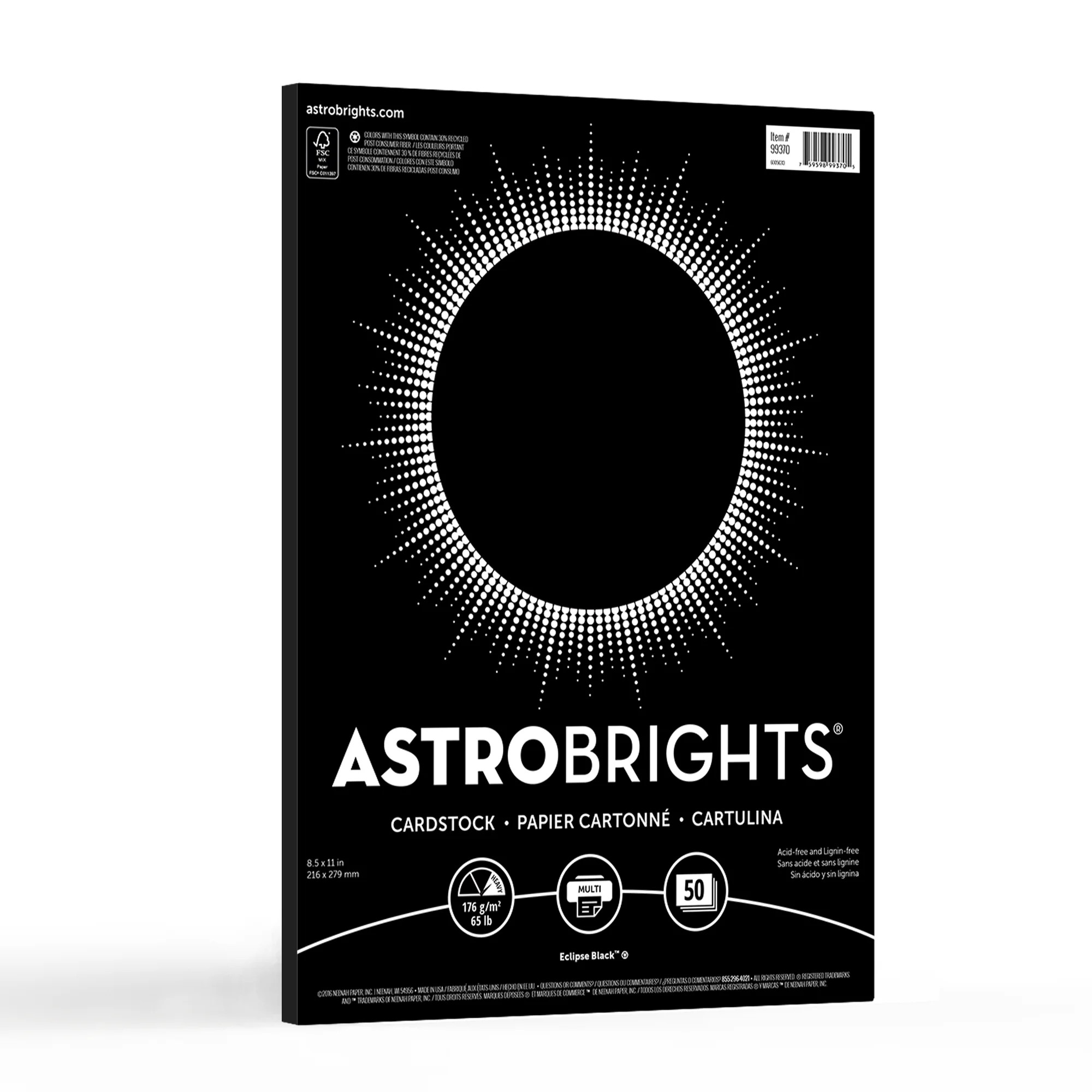 Astrobrights Colored Cardstock, Eclipse Black, 50 Sheets | Walmart (US)
