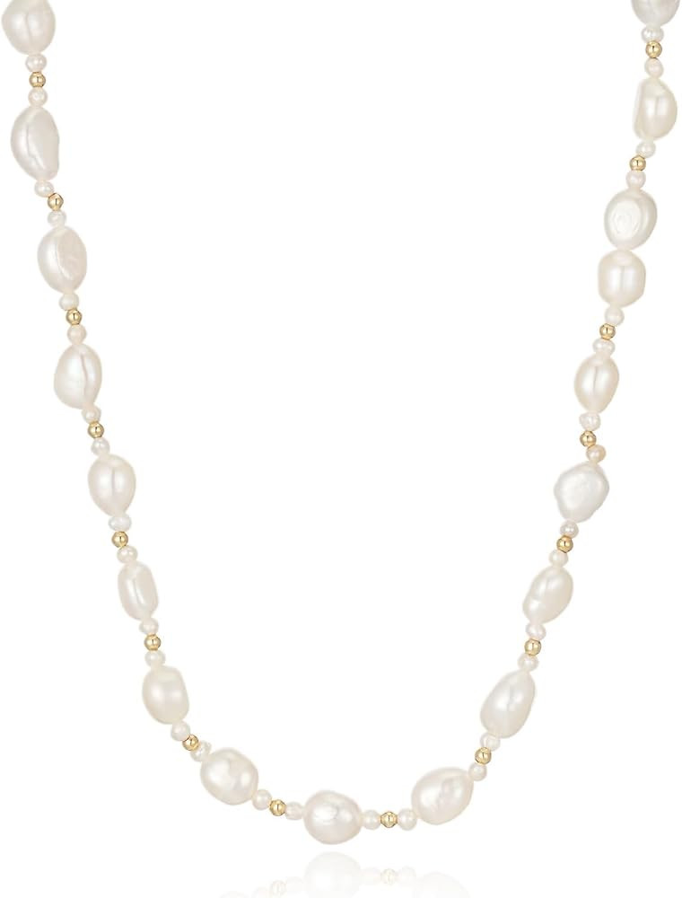 JaruJaru Freshwater Baroque Pearl Necklace\uff0c18K Gold Dainty Choker Necklace for Women Girls P... | Amazon (US)