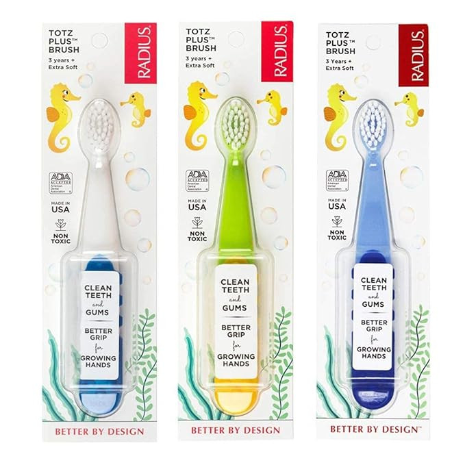RADIUS Totz Plus Brush Kids Toothbrush Silky Soft BPA Free ADA Accepted Designed for Delicate Tee... | Amazon (US)