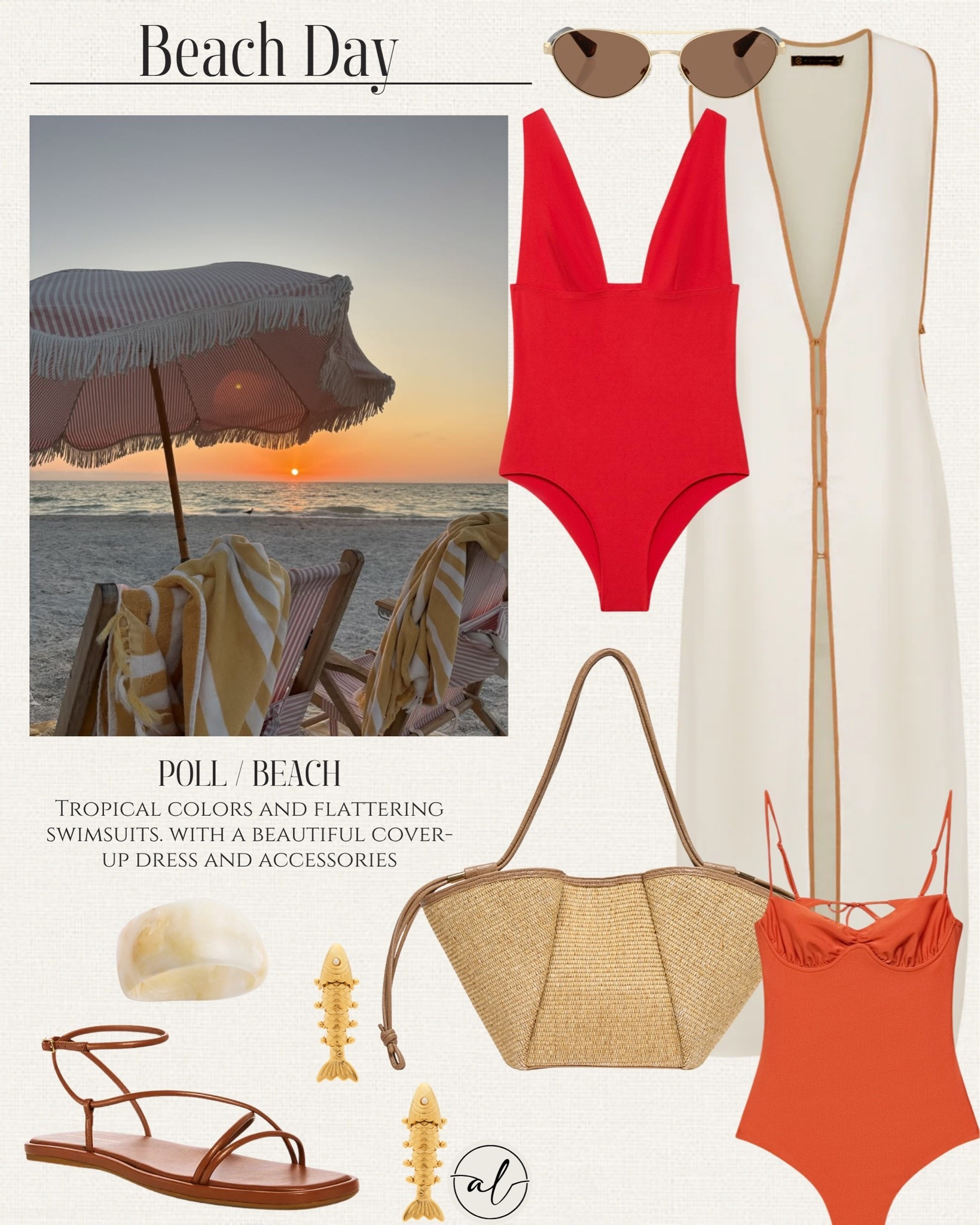 Beach / Pool Day 
Tropical colors and flattering swimsuits, with a beautiful cover-up dress and accessories

#LTKU #LTKSeasonal #LTKootd