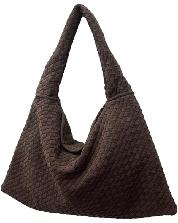 Suede Woven Hobo Bags for Women Slouchy Suede Tote Top-handle Bag Vintage Satchels Woven Purse | Amazon (US)