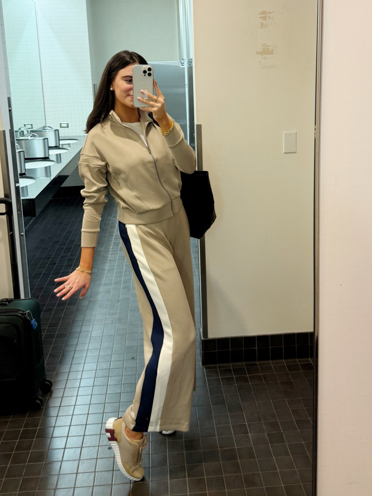My travel set is from Spanx! Matching zip up and pants - so soft and comfy!