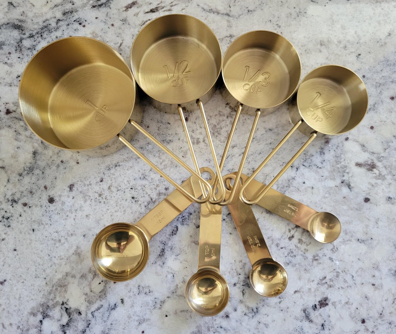 STYLED SETTINGS Gold Measuring Cups and Spoons Set - Stackable 8PC Gold Measuring Set - Stylish, ... | Amazon (US)