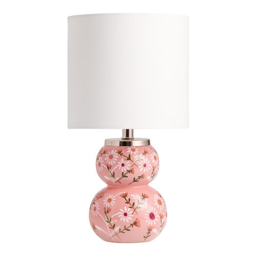 Pink Blown Glass Hand Painted Floral Accent Lamp by World Market | World Market