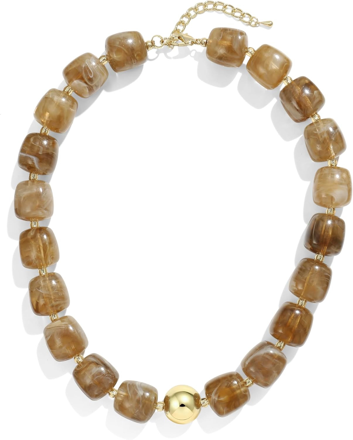 Colorful Chunky Necklaces for Women Multicolored Large Square Resin Beads Necklace Trendy Bold Statement Beaded Necklace | Amazon (US)