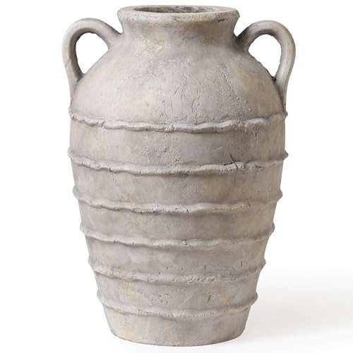 Kokrose Terracotta Vase with Two Handles, 13.4" White Grey Oversized Vases Centerpiece Textured V... | Amazon (US)