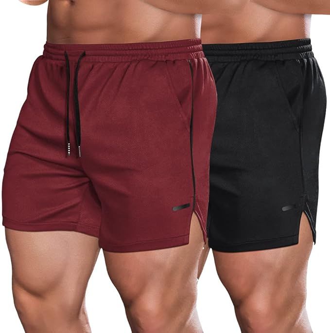 COOFANDY Men's 2 Pack Gym Workout Shorts Mesh Lightweight Bodybuilding Pants Training Running Spo... | Amazon (US)