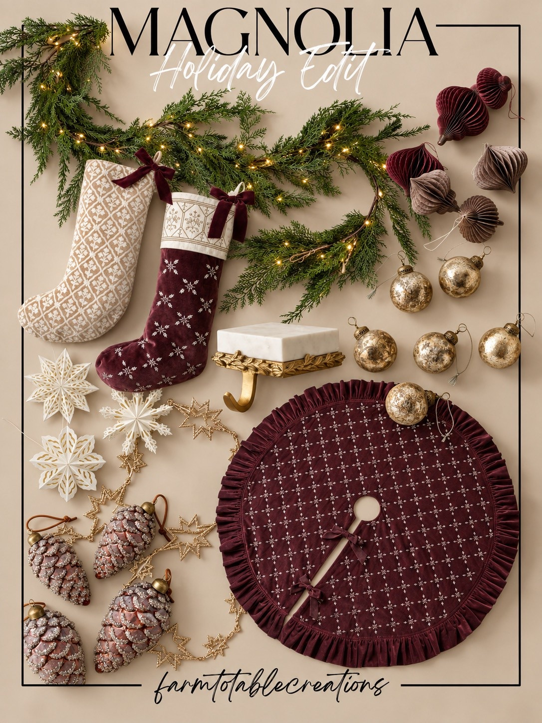 Magnolia Holiday Edit 🎄

The prettiest mix of rich burgundy, warm gold and classic holiday greenery! I love how these pieces feel timeless and collected while still bringing in that cozy Christmas charm. So many beautiful Magnolia holiday finds to mix into your home this season!

#Magnolia #MagnoliaHome #ChristmasDecor #HolidayDecor #ChristmasStockings #ChristmasTreeSkirt #ChristmasOrnaments #ChristmasGarland #NeutralChristmasDecor #BurgundyChristmas #ChristmasHomeDecor #HolidayHome #ChristmasInspo #LTKHome #LTKHoliday

#LTKHome #LTKSaleAlert #LTKSeasonal