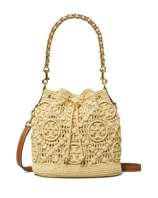 Tory Burch T Monogram Raffia Bucket Bag  | Bloomingdale's Handbags | Bloomingdale's (US)