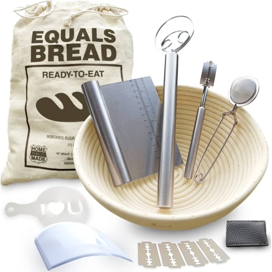 10 Inch Bread Proofing Basket Set with Stainless Steel Accessories, EQUALS BREAD Banneton Bread P... | Amazon (US)