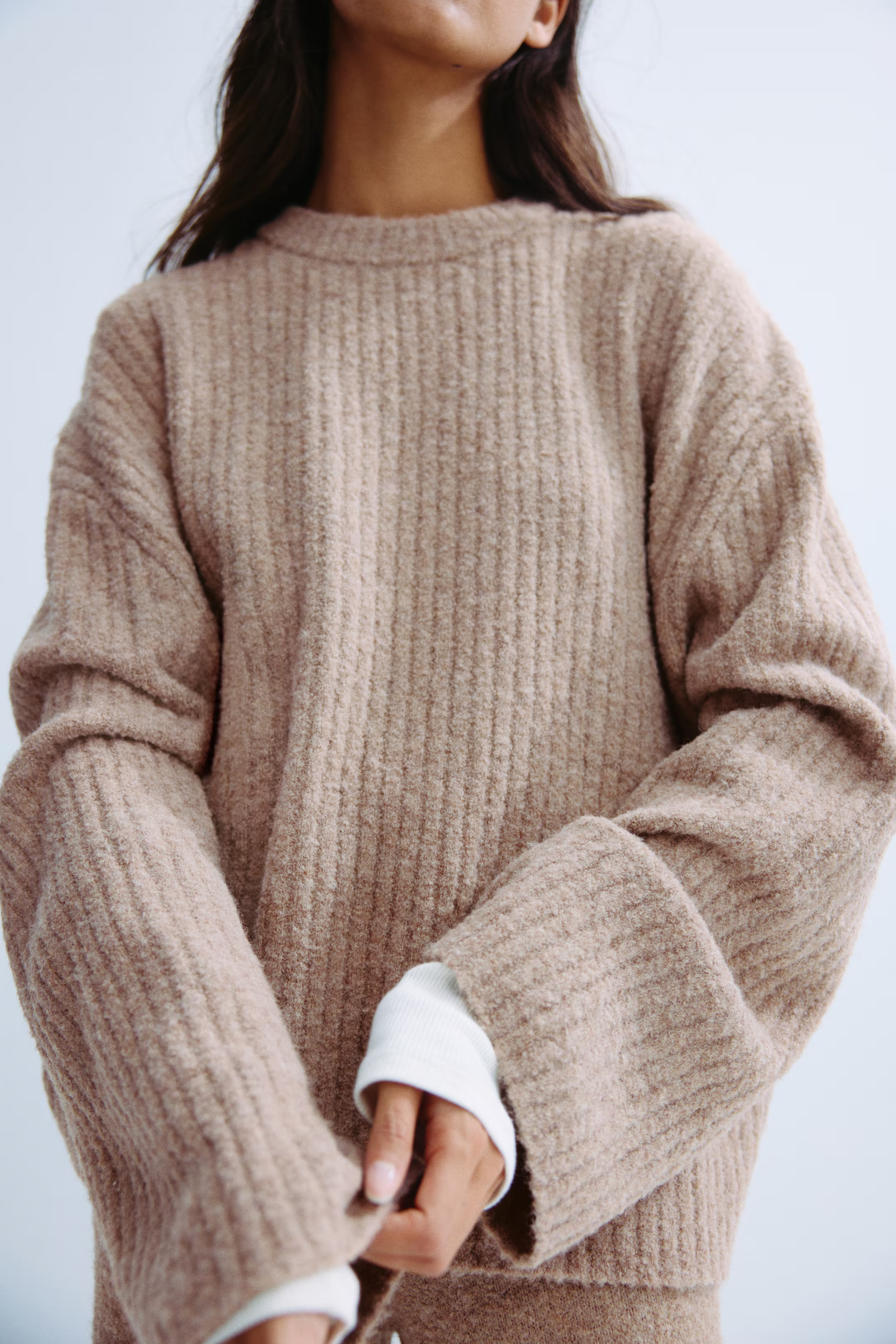 Gerippter Pullover aus Wollmix - Dunkelbeige - Ladies | H&M DE | H&M (DE, AT, CH, NL, FI)