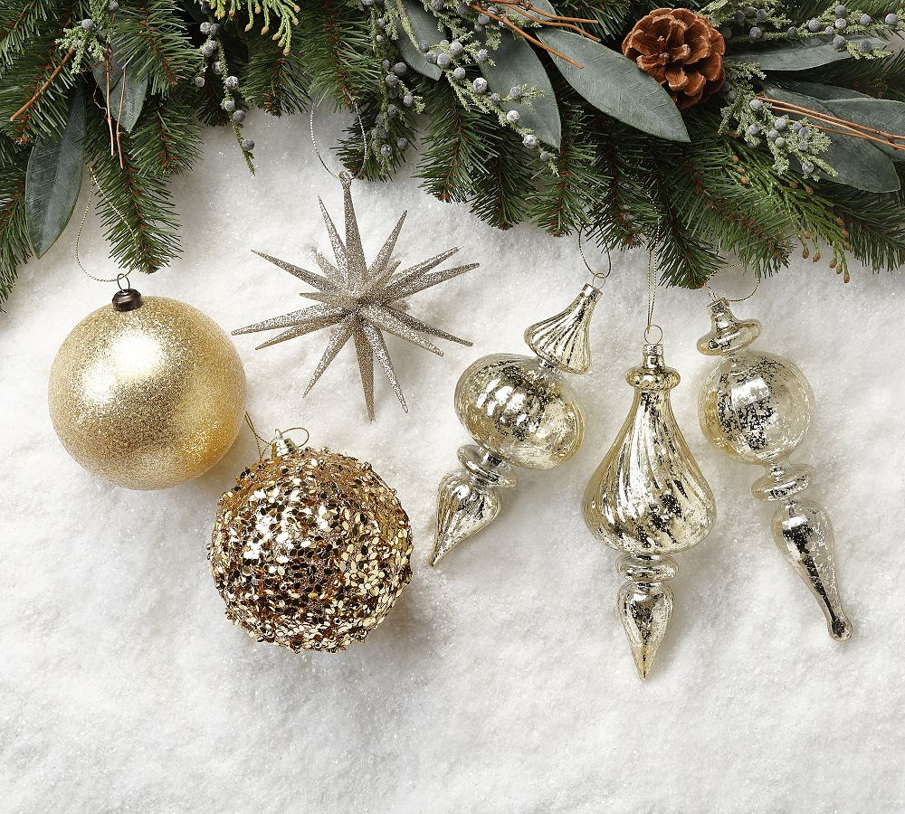 Shatterproof Gilded Gold Star Ornament Sets | Pottery Barn (US)