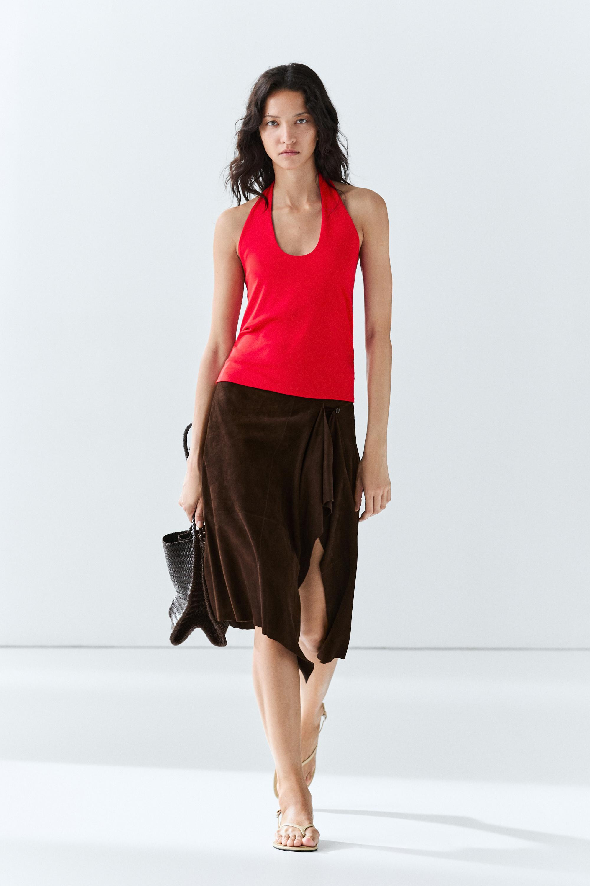 Cotton modal blend halter top | Massimo Dutti US