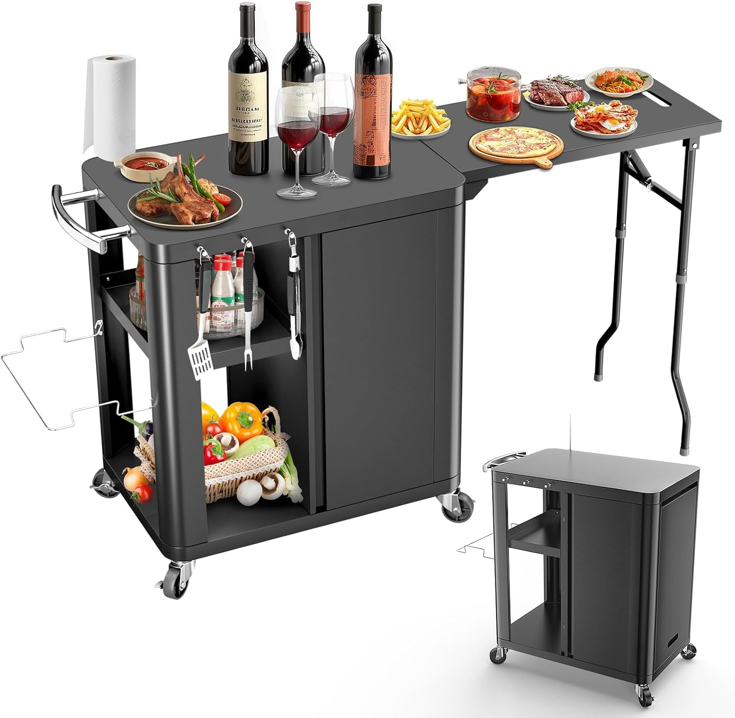 Outdoor Grill Table Cart 57"x24"x35", Outdoor Kitchen Island with Storage & Large Tabletop for Bl... | Amazon (US)