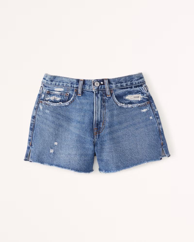 Abercrombie & Fitch Women's Curve Love Mid Rise Boyfriend Shorts in Dark - Size 25 | Abercrombie & Fitch (US)