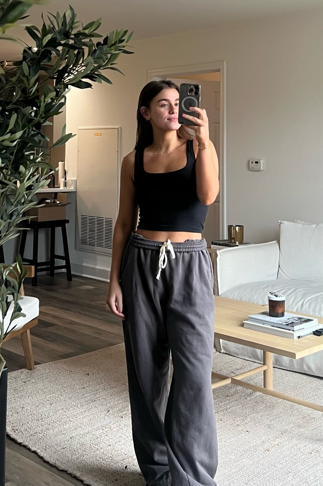 Wearing size S in the tank and bottoms are one size