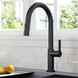 Oletto Single-Handle Pull-Down Sprayer Kitchen Faucet in Matte Black | The Home Depot