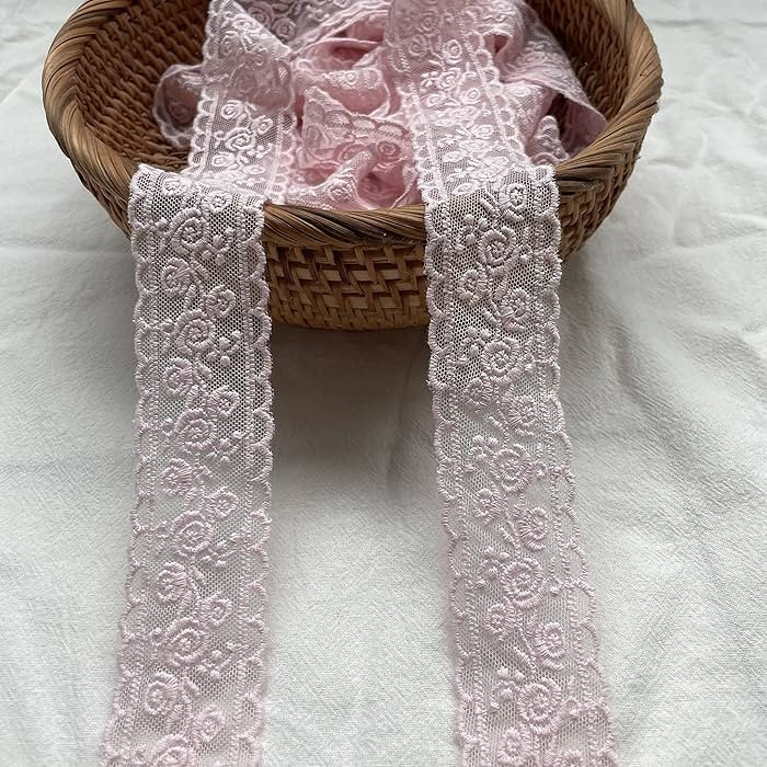 Lace Trim Ribbon, Delicate Pink Floral Ribbon for Wedding/Bridal Decoration, DIY Craft Sewing, Ho... | Amazon (US)