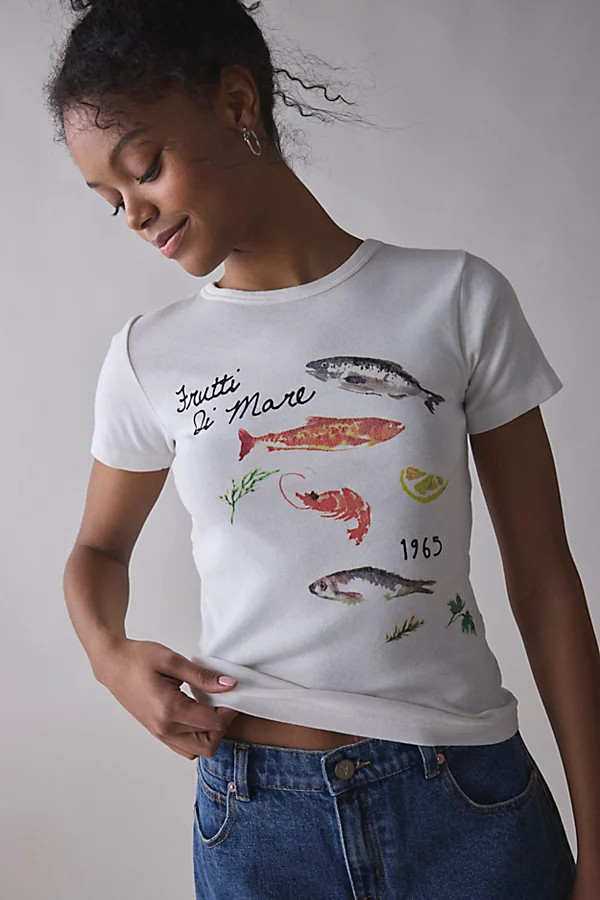 Frutti Di Mare Seafood Graphic Baby Tee | Urban Outfitters (US and RoW)