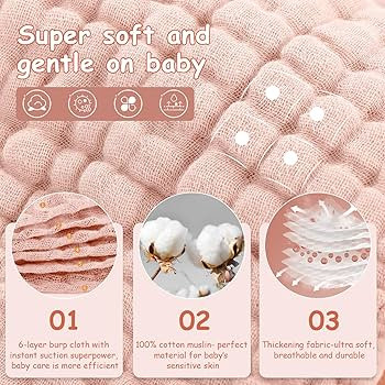 Looxii Muslin Burp Cloths 100% Cotton 6 Pack 20''x10'' | Amazon (US)