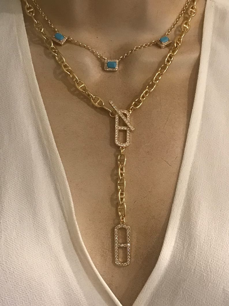 Equestrian Style Lariat/ Turquoise Charm Necklace - Etsy | Etsy (US)