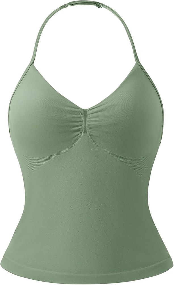 SUUKSESS Impact Longline Strappy Top Halter Workout Top for Women Padded Backless Sport Gym Tank ... | Amazon (US)