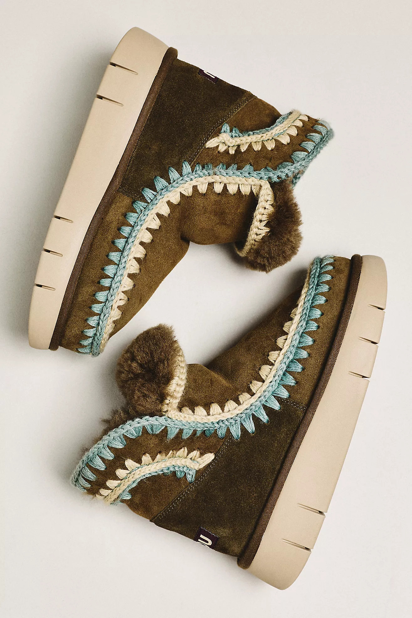 MOU Stitched Detail Sheepskin Boots | Anthropologie (US)
