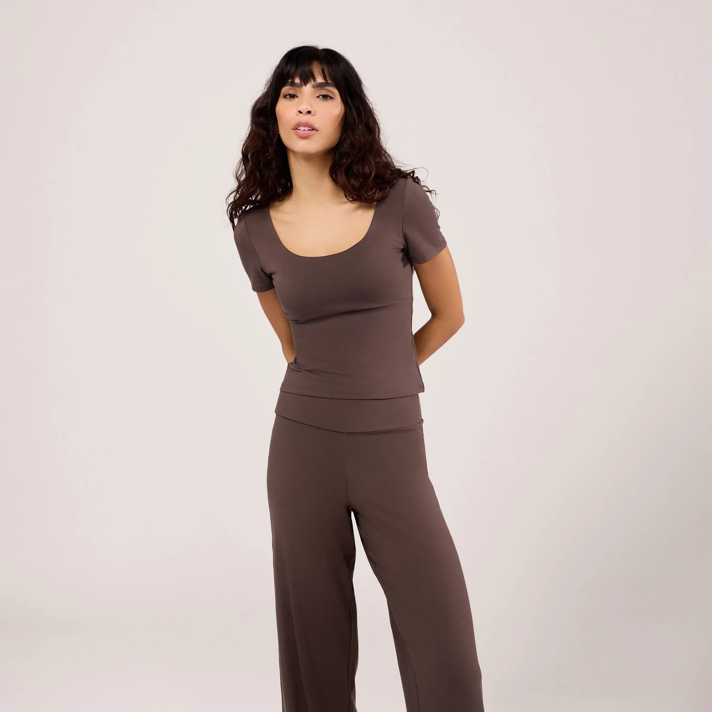Lightweight Short Sleeve Top | Espresso Brown | LOVALL