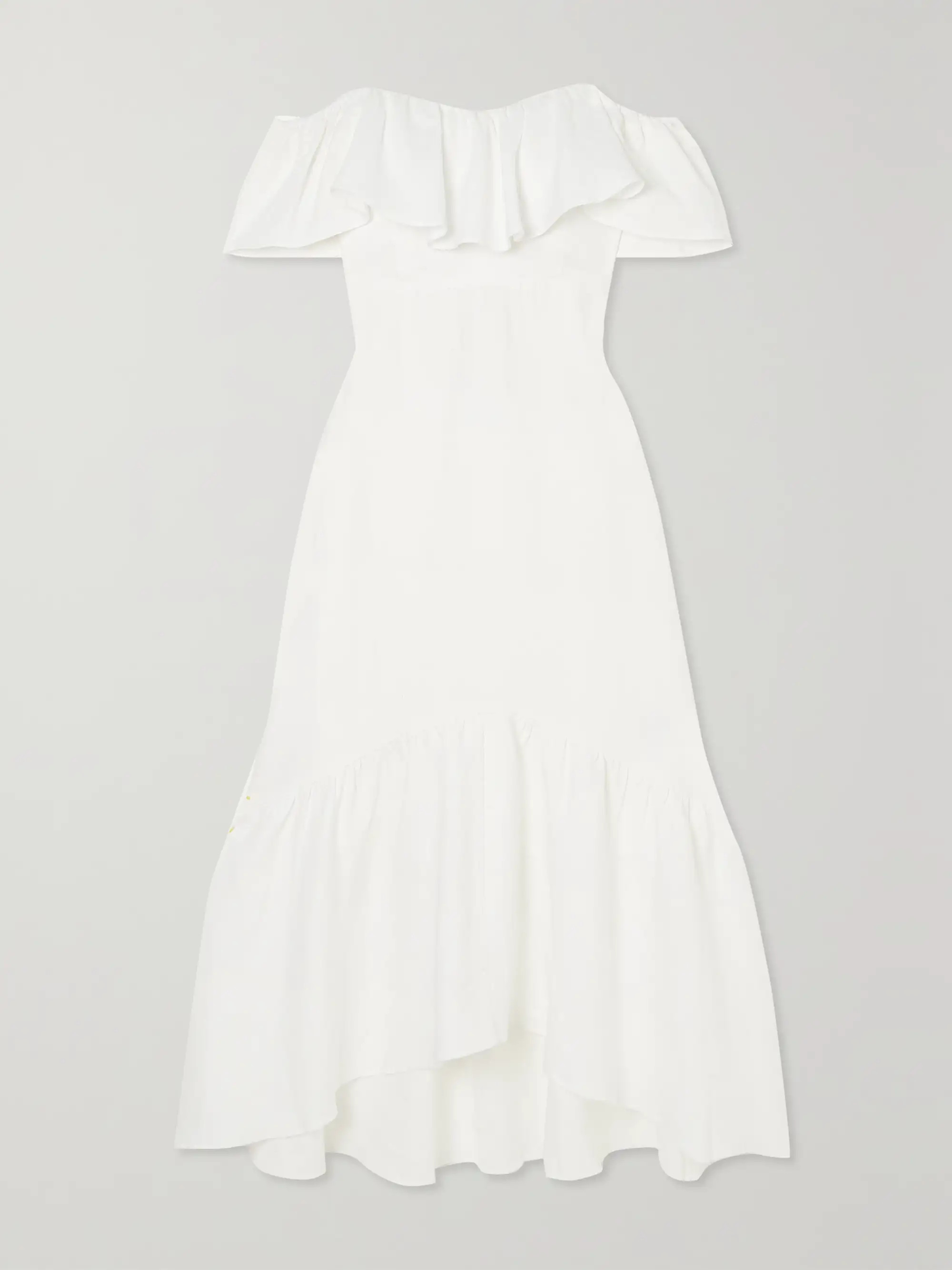 Baela off-the-shoulder ruffled tiered linen midi dress | NET-A-PORTER (US)