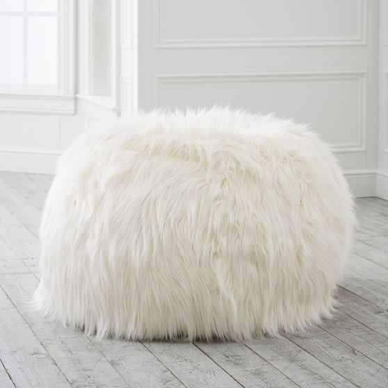 Himalayan Faux-Fur Ivory Bean Bag Chair | Pottery Barn Teen