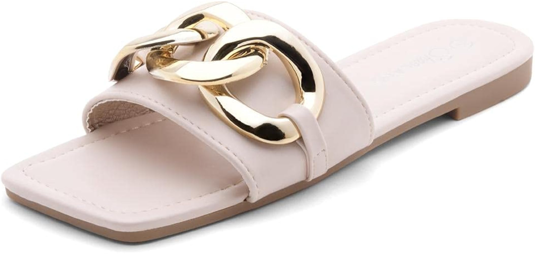 Shoe Land EMMA Women's Square Open Toe Slides Cute Single Band Slip on Flat Sandals | Amazon (US)