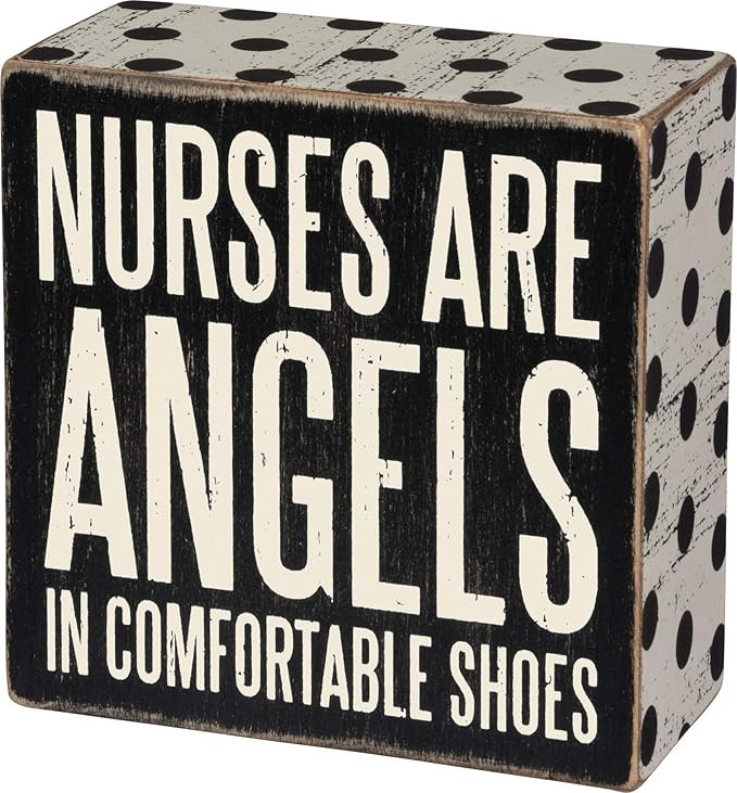 Primitives by Kathy 31137 Polka Dot-Trimmed Box Sign, 4 x 4-Inches, Nurses are Angels | Amazon (US)