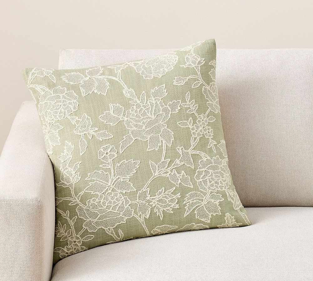 Kravet Rose Toile Embroidered Pillow, 20" | Pottery Barn (US)