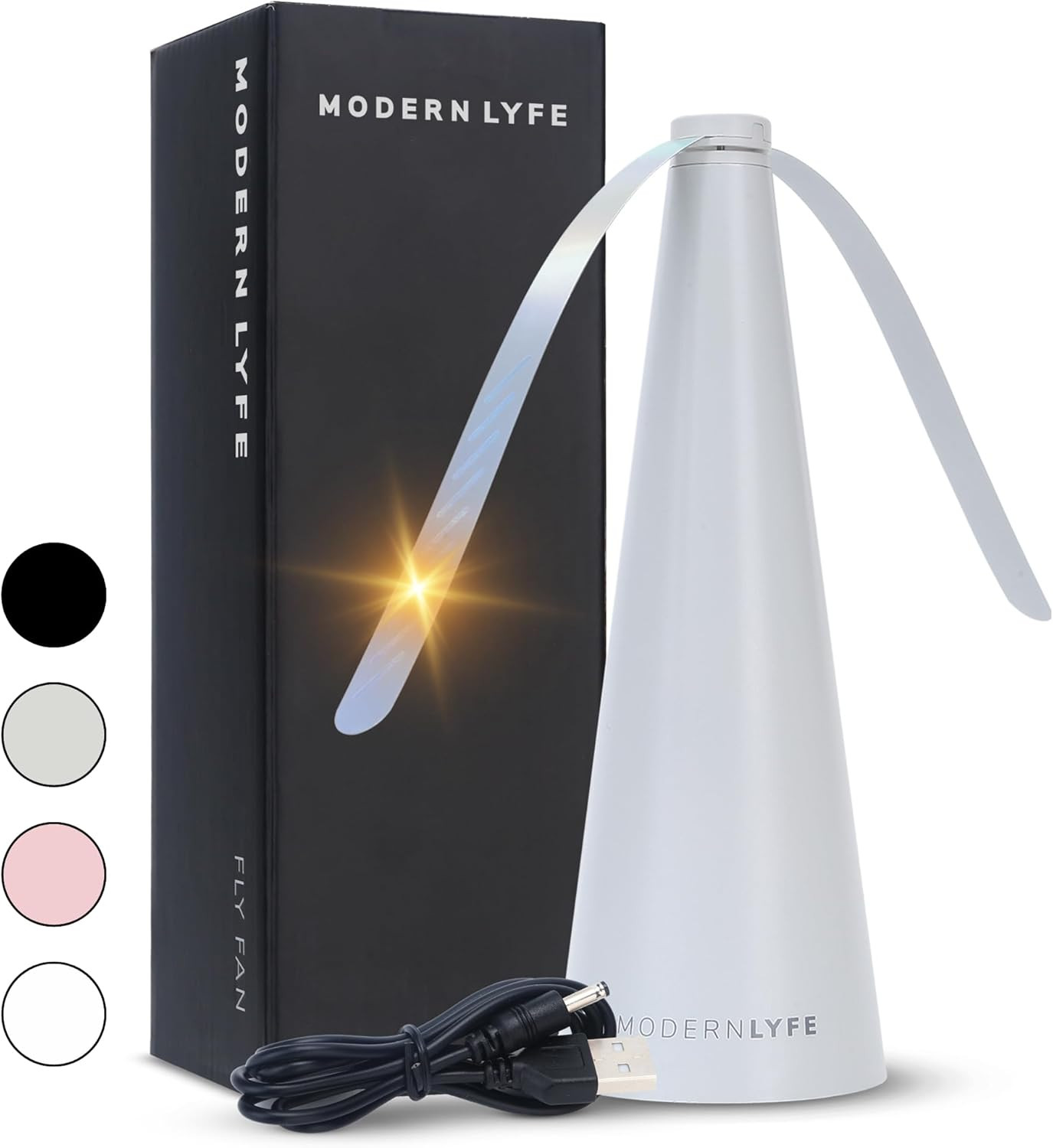 Fly Fans for Tables by Modern Lyfe - AA Battery & USB Powered - Fly Swatter Outdoor Camping Accessory Or for Food at Parties, Restaurants & Picnics, Bug Fan, Spinner Keeps Flies Away (1 Pack - Grey) | Amazon (US)