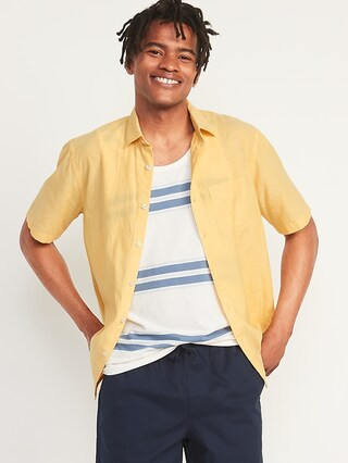 Linen-Blend Everyday Short-Sleeve Shirt for Men | Old Navy (US)