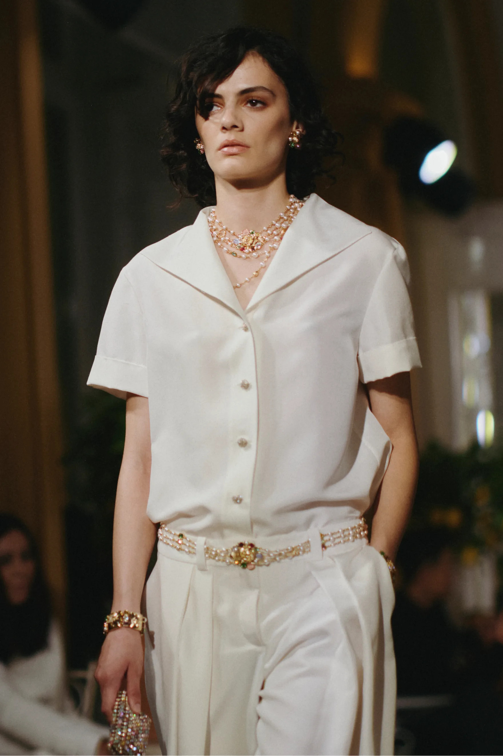 Short-sleeved shirt - Silk canvas, ivory — Fashion | CHANEL | Chanel, Inc. (US)